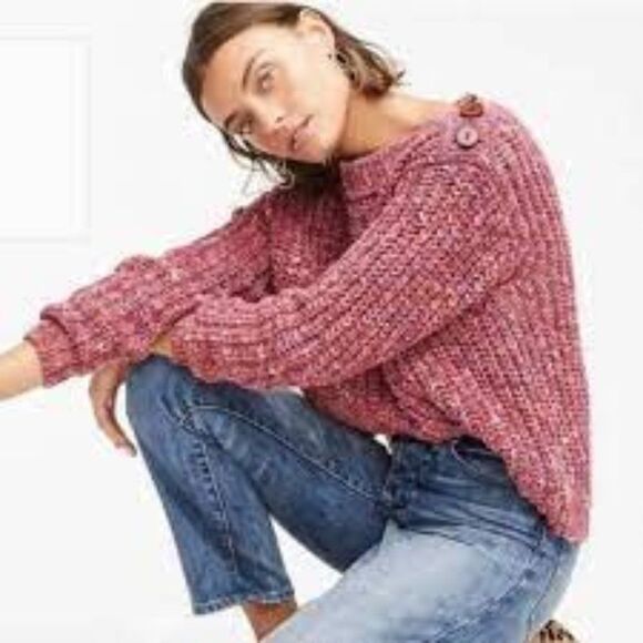 J. Crew Button-Detail Chunky Knit Wool Blend Pullover Sweater Size XL NWT - Picture 1 of 10